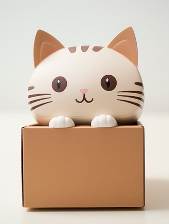 Whiskered Surprise: Playful Cat Box Design created with Generative AI technologyの素材