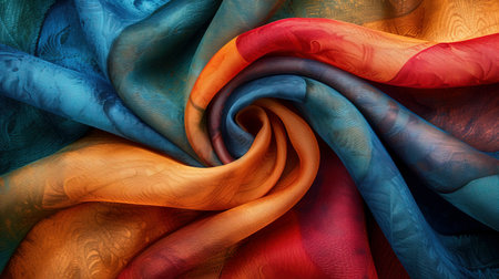 Vibrant Fabric Swirls: Created with Generative AI technologyの素材