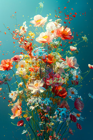 Enigmatic Elegance: Ethereal Floral Cosmos in 8K 3D created with Generative AI technologyの素材