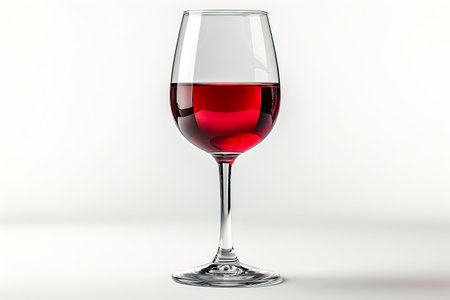 Elegant and Sophisticated: A Glass of Wine on a Clean White Background, High Resolution Image Perfect for Copy Space, 8K Quality, created with Generative AI technologyの素材
