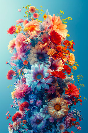 Cosmic Floral Symphony: A Futuristic 3D Masterpiece in 8K Resolution created with Generative AI technologyの素材