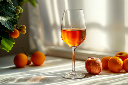 Elegant Wine Glass on a Clean White Surface, Perfect for Copy Space and High Resolution Viewing in 8K, created with Generative AI technologyの素材