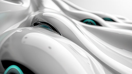 Sleek High-Tech Medtech AI Slide Background with Polished White Metal and Laser-Cut Lenses created with Generative AI technologyの素材