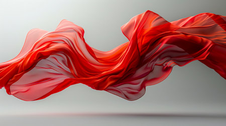 Mesmerizing Floating Red Cloth in Ultra HD 8K Resolution on Gray Neutral Background, created with Generative AI technologyの素材