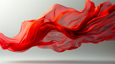Mesmerizing Floating Red Cloth in Stunning 8K Ultra HD on Gray Neutral Background created with Generative AI technologyの素材