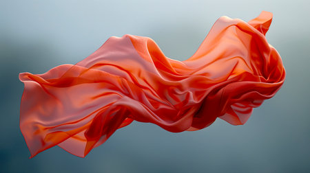 Mesmerizing Floating Red Cloth in 8K Ultra HD on Gray Neutral Background created with Generative AI technologyの素材