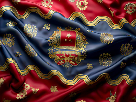 Golden Dragon: A Fusion of Traditional Chinese Embroidery with Rich Hierarchy and Extreme Details on Light Silk Fabric, created with Generative AI technologyの素材