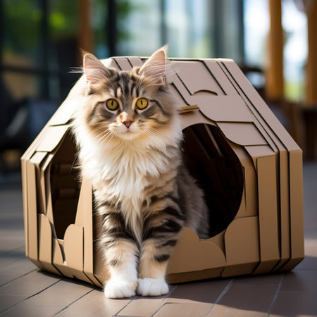 Create Your Own DIY Cardboard Cat and Dog Kennel with this Step-by-Step Guide created with Generative AI technologyの素材