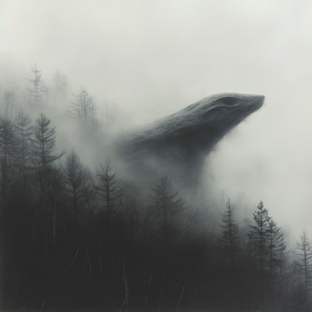 Mysterious Creature Silhouetted in the Sky: A Black Fog Alien Unveiled created with Generative AI technologyの素材