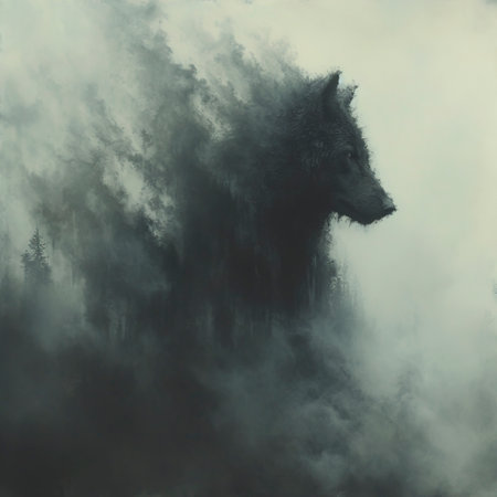 Alien Beast in the Sky: A Black Fog Creature Unveiled created with Generative AI technologyの素材