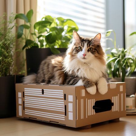 Build Your Own Cardboard Cat and Dog Kennel: A Fun DIY Project for Pet Owners created with Generative AI technologyの素材