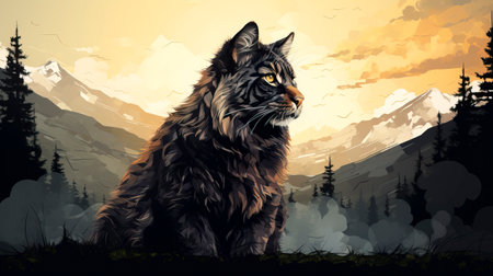 Mystical Cat in Enchanted Forest: A Double Exposure Adventure created with Generative AI technologyの素材