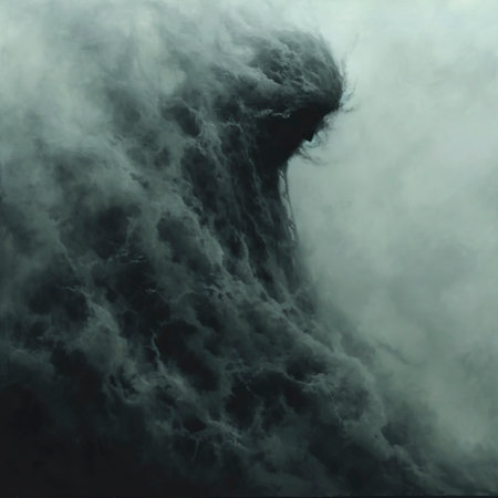 Alien Beast: A Mysterious Black Fog Creature in the Sky created with Generative AI technologyの素材