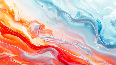 Fluid Fusion: A Vibrant Symphony of Red, White, Orange, and Blue created with Generative AI technologyの素材