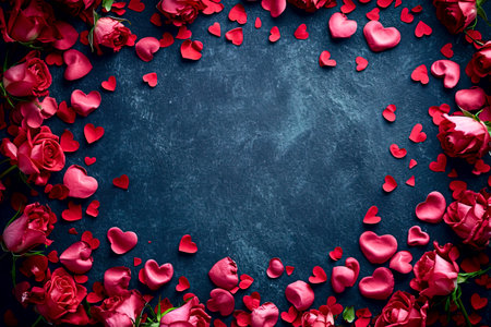 Romantic Valentine's Day Frame Background for Your Special Moments created with Generative AI technologyの素材