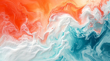 Fluid Fusion: A Dynamic Blend of Red, White, Orange, and Blue in High-Definition created with Generative AI technologyの素材