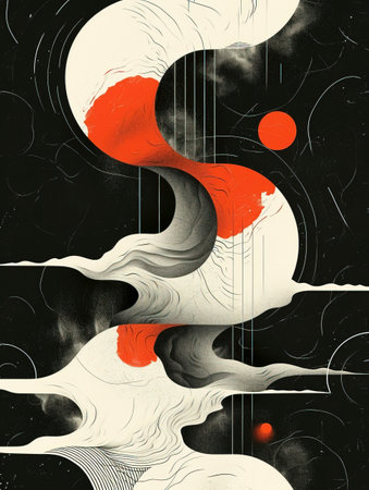 The Serenity of Synapses: Exploring Neural Networks through Minimalist Poster Art created with Generative AI technologyの素材