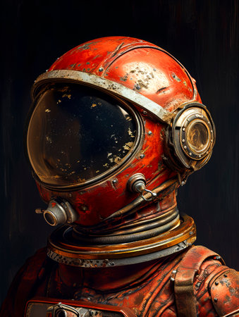 Close Encounter: Intergalactic Glimpse of the Mars Explorer's Helmet created with Generative AI technologyの素材