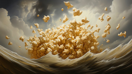 Popcorn Clouds: A Surreal Journey through Texture and Motion created with Generative AI technologyの素材
