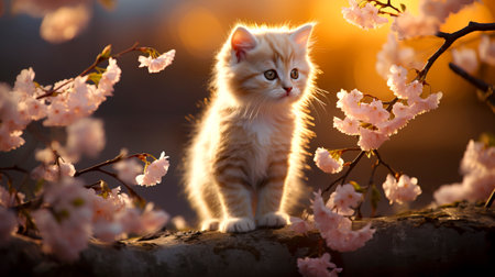 The Gentle Bloom of a Tiny Feline in the Morning Light created with Generative AI technologyの素材