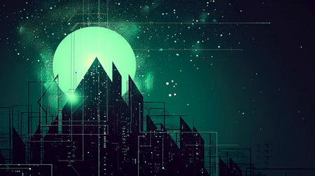 The Future: A Minimalistic Vision Through Geometric Shapes created with Generative AI technologyの素材