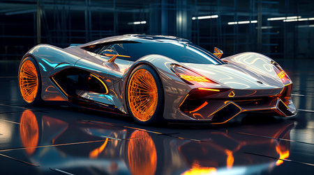 Neon Drive: A Futuristic Vision of Electric Cars in Photo Realism created with Generative AI technologyの素材