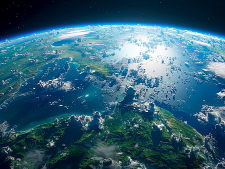 Realistic 3D Earth: A Hyper-Realistic View of Our Planet from Space created with Generative AI technologyの素材