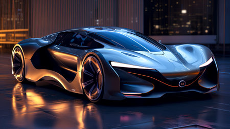 Electric Blue: A Photorealistic Journey into the Future of Electric Cars created with Generative AI technologyの素材