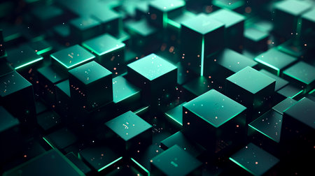 The Futuristic Techscape: A Minimalistic Exploration of Technology Through Geometric Figures created with Generative AI technologyの素材