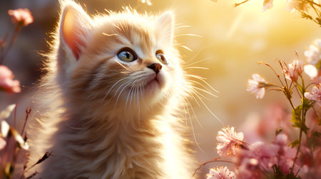 The Graceful Kitty: A Beautiful Blossom in the Sunlight created with Generative AI technologyの素材