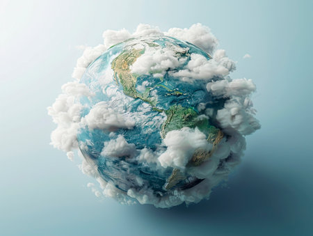 Planet Earth: A Hyper Realistic 3D View from Space created with Generative AI technologyの素材