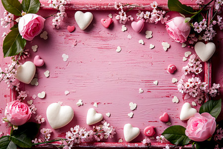 Romantic Love Frame for Valentine's Day Celebration created with Generative AI technologyの素材