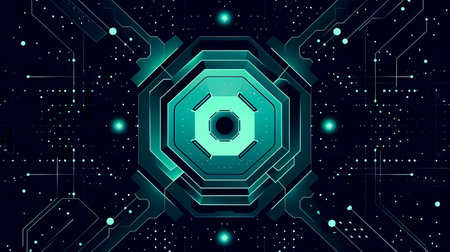 The Future: A Minimalistic Vision of Technology Through Geometric Shapes created with Generative AI technologyの素材