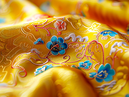 Golden Dragon: A Fusion of Traditional Chinese Embroidery and Modern Technology created with Generative AI technologyの素材