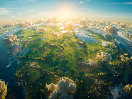 Hyper-realistic 3D Earth: A Stunning View from Space created with Generative AI technologyの素材