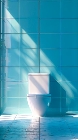 Modern Elegance: A Light Blue Bathroom Oasis created with Generative AI technologyの素材