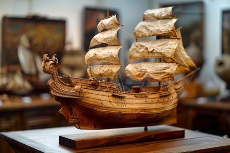 The Wooden Sailing Vessel: Navigating the 16th Century Seas with Grace and Power created with Generative AI technologyの素材