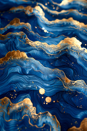 Golden Flow: A Velvet Sky of Intricate Illustrations created with Generative AI technologyの素材