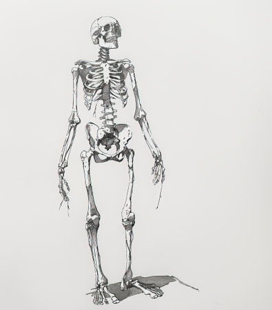 Angular Skeleton Gazing Ahead, Slightly Inclined with Generative AI technologyの素材