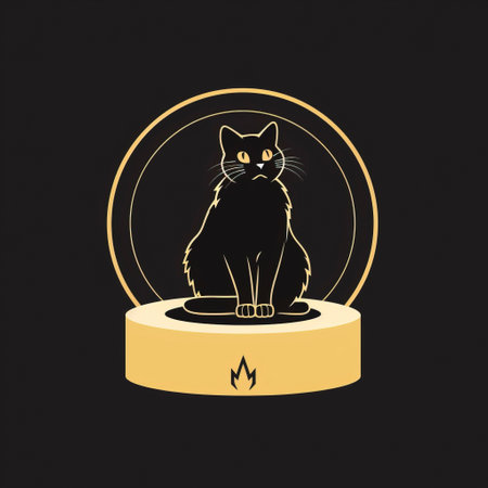 Monochrome Feline Box: A Cat Illustration in Black and White created with Generative AI technologyの素材