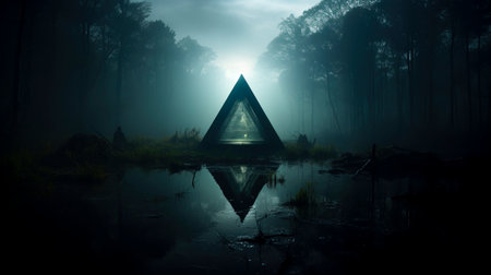 Eerie Shadows in the Misty Marsh, created with Generative AI technologyの素材
