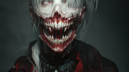 Menacing Vampire: A Haunting Depiction of Dominance and Danger in the Real World created with Generative AI technologyの素材