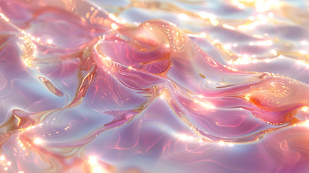 Dreamy Holographic Liquid in Light Pink and Bright Gold Tones created with Generative AI technologyの素材