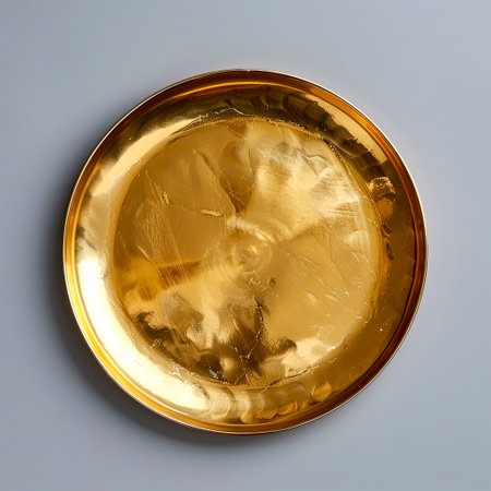 Golden Glow: Stunning Images of Shiny Gold Plate Captured with Generative AI Technologyの素材