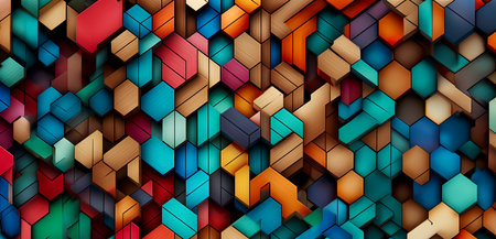 Vibrant Geometric Designs: Embracing Futuristic Polygon Patterns created with Generative AI technologyの素材
