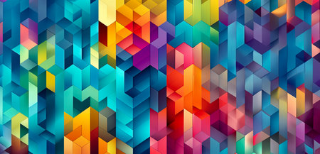 Vibrant Geometric Artwork: Cutting-Edge Polygon Patterns with a Futuristic Twist, created with Generative AI technologyの素材