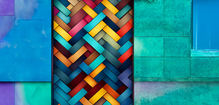 Innovative polygonal designs shine in this vibrant geometric artwork, ideal for cutting-edge aesthetics created with Generative AI technology.の素材