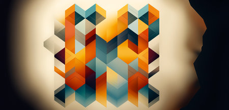 Vibrant Geometric Patterns for Dynamic Wallpaper Backgrounds created with Generative AI technologyの素材