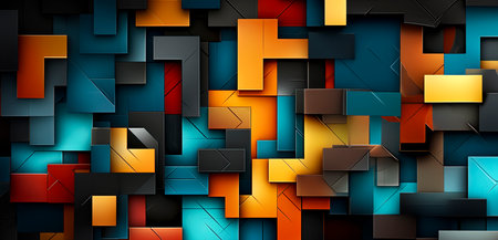 Vibrant Geometric Patterns: Abstract Polygonal Shapes in Colorful Harmony created with Generative AI technologyの素材