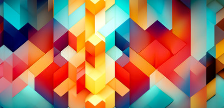Vibrant Geometric Patterns: Abstract Polygonal Shapes in Colorful Harmony created with Generative AI technologyの素材